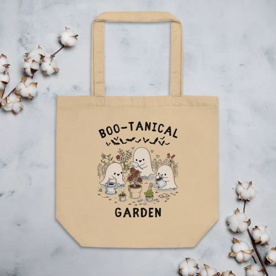 Hand-Drawn Spooky Gardener Ghost Canvas Cotton Bag product image (5)