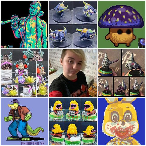 #artvsartist2022 I think I’ve really stepped up my art game this year… both with my minis and my pixels #pixelart #miniatures