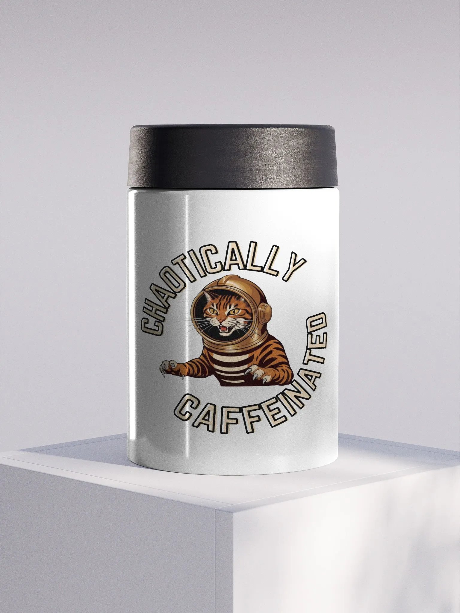 Chaotically Caffeined Stainless Steel Coozie product image (1)