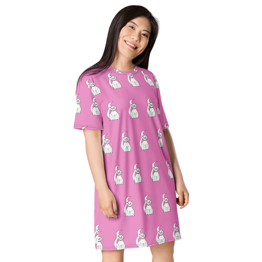 White Cat (art by Dina R.) acrylic painting picture - T-Shirt Dress product image (4)
