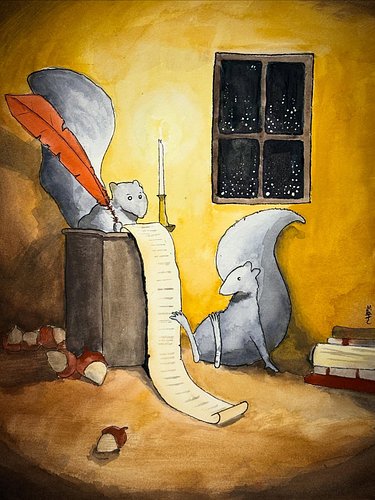 “The Inventory”
Jelly gouache and ink on paper
I love my brand new set of jelly gouache.  They’re so satisfying and make for ...