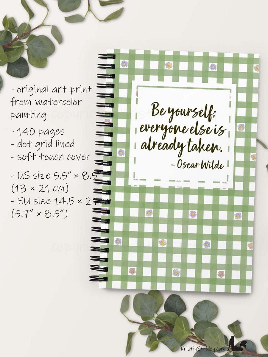 Be Yourself Inspirational Quote on Green Gingham product image (4)