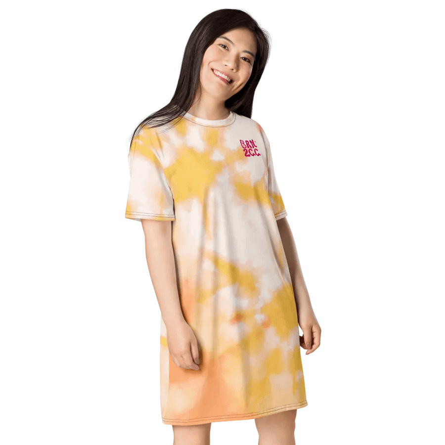 BOURNE to Cape Cod™ | Coastal Dream T-Shirt Dress | Orange & White Tie-Dye | Beachy-Chic & Bold product image (4)