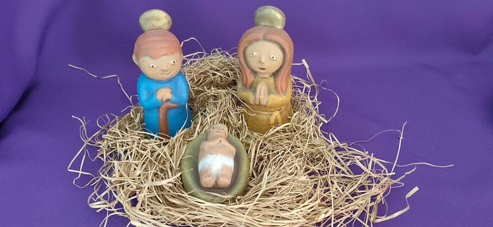 Presépio Realidade Alternativa, feito à mão, decoração natalina, arte religiosa, Natal, Sagrada Família vintage, colecionadores de presépios product image (1)