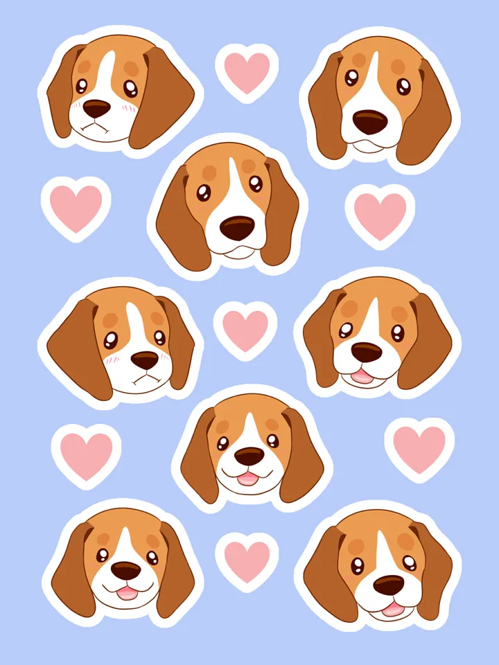 Beagle Puppy Faces Sticker Sheet product image (2)