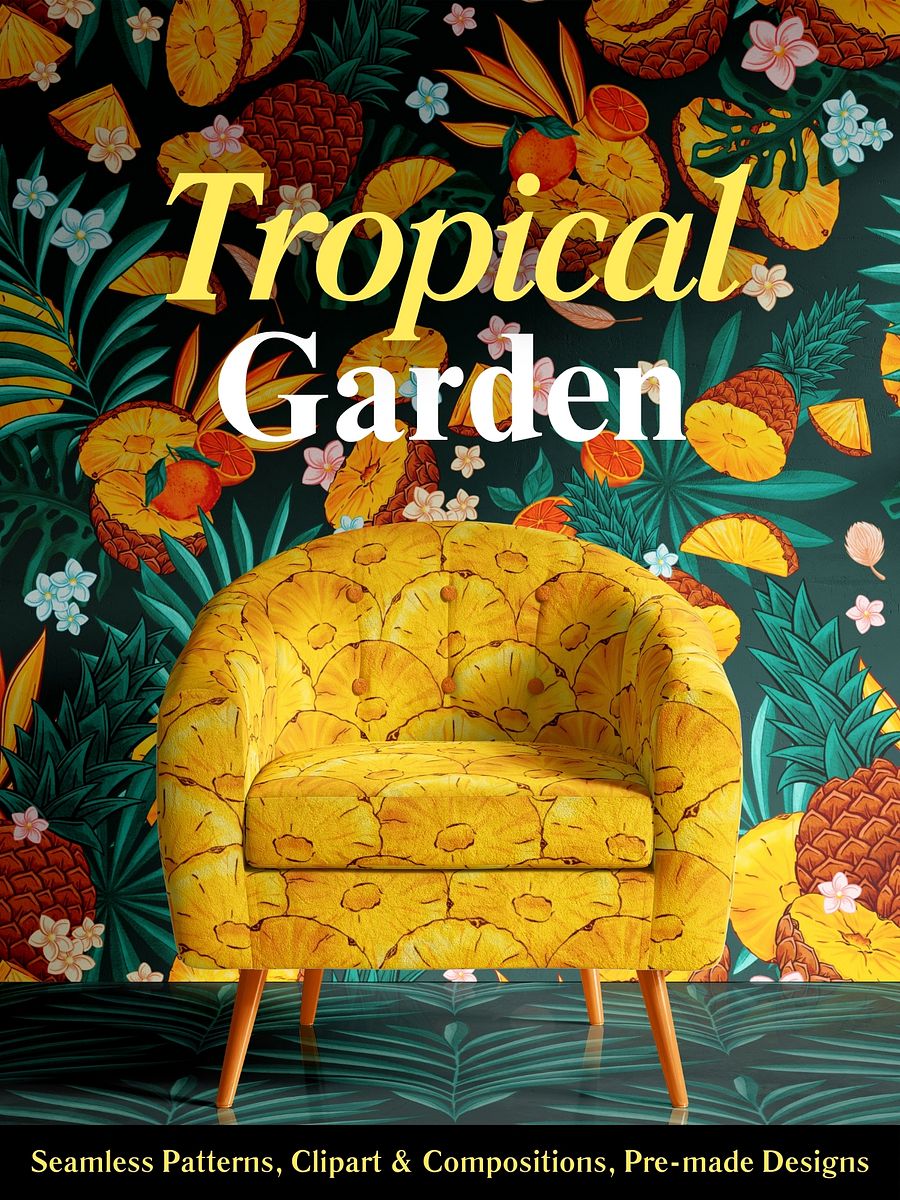 Tropical Garden PSD Seamless Patterns & Clipart product image (1)