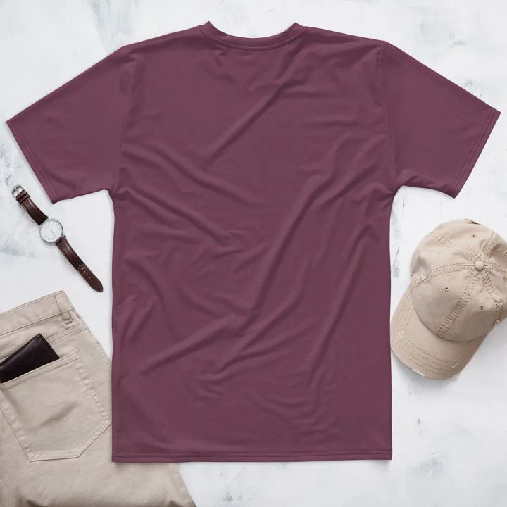Plain Deep Purplish Red Soft Summer Men's Crewneck Polyester Heavyweight Premium T-Shirt by Treasure Pie product image (2)