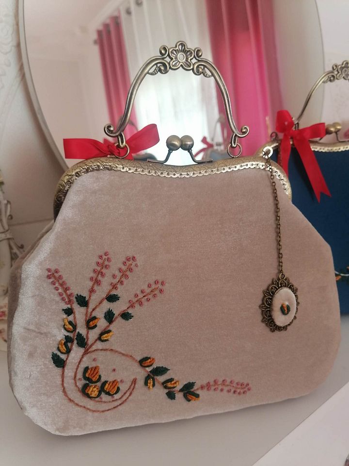 Light brown Velvet Handbag product image (1)