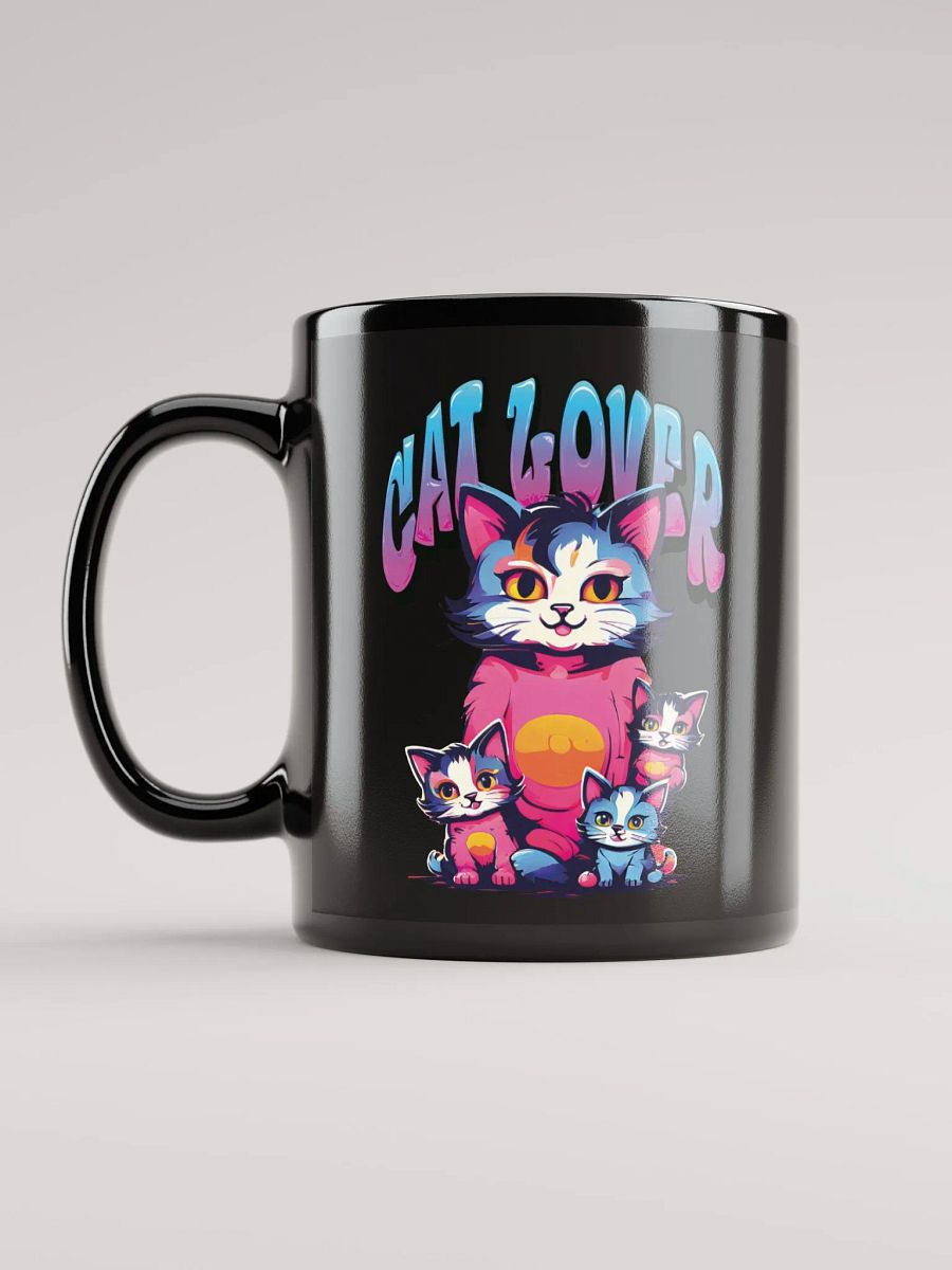 Cat Lover Black Glossy Mug | Adorable Mother Cat and Kittens Design |Double-Sided Print| Perfect Gift for Cat Enthusiasts and Cat Moms product image (6)