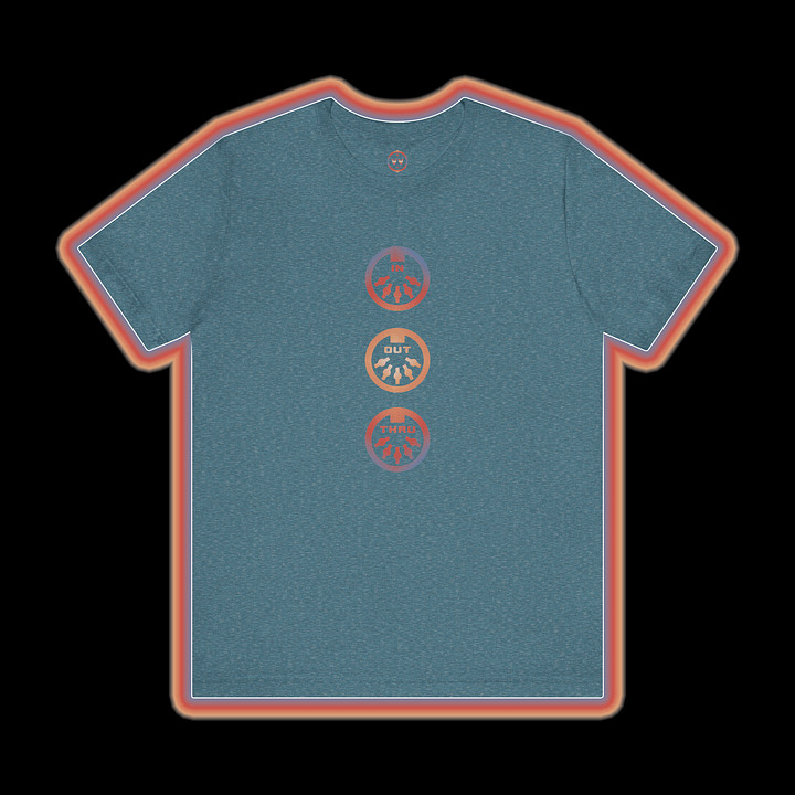 MIDI T-Shirt - In Out Thru (Musical Instrument Digital Interface Synthesizer) COLOUR PRINT B product image (1)