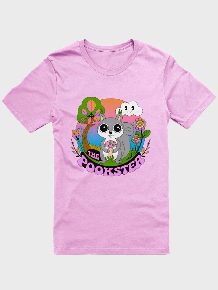Supersoft and flattering lightweight tee: The Pookster in la la land with mushrooms and smiley clouds! product image (1)