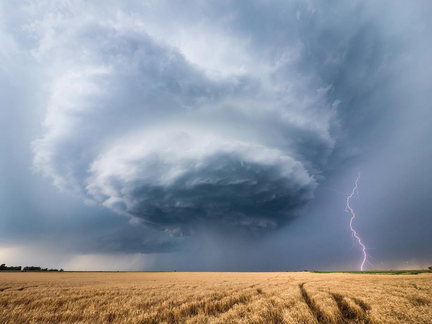 Supercell churning over those wide open Oklahoma prairie vistas. I shot this high based cell over a wheat field near Erick, O...