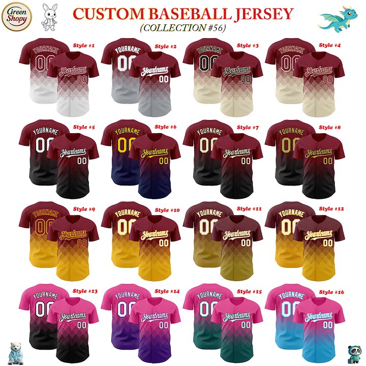 Authentic Baseball Jersey, Custom Baseball Jersey, Personalized Sport Jersey, Colorful, Number, 3D Gradient Square Shape product image (181)