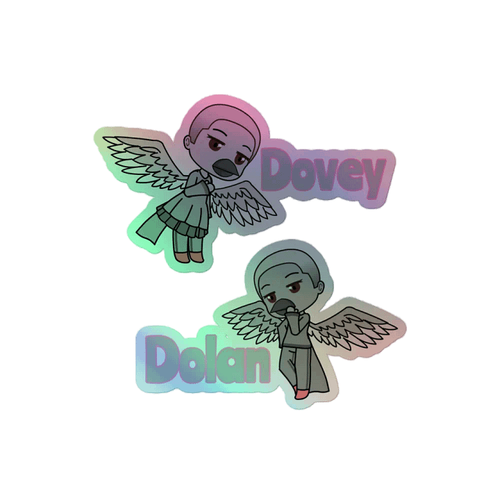 Dovey & Dolan - Collared Doves - The Birds of The Shadow Galaxy - rainbow stickers product image (2)