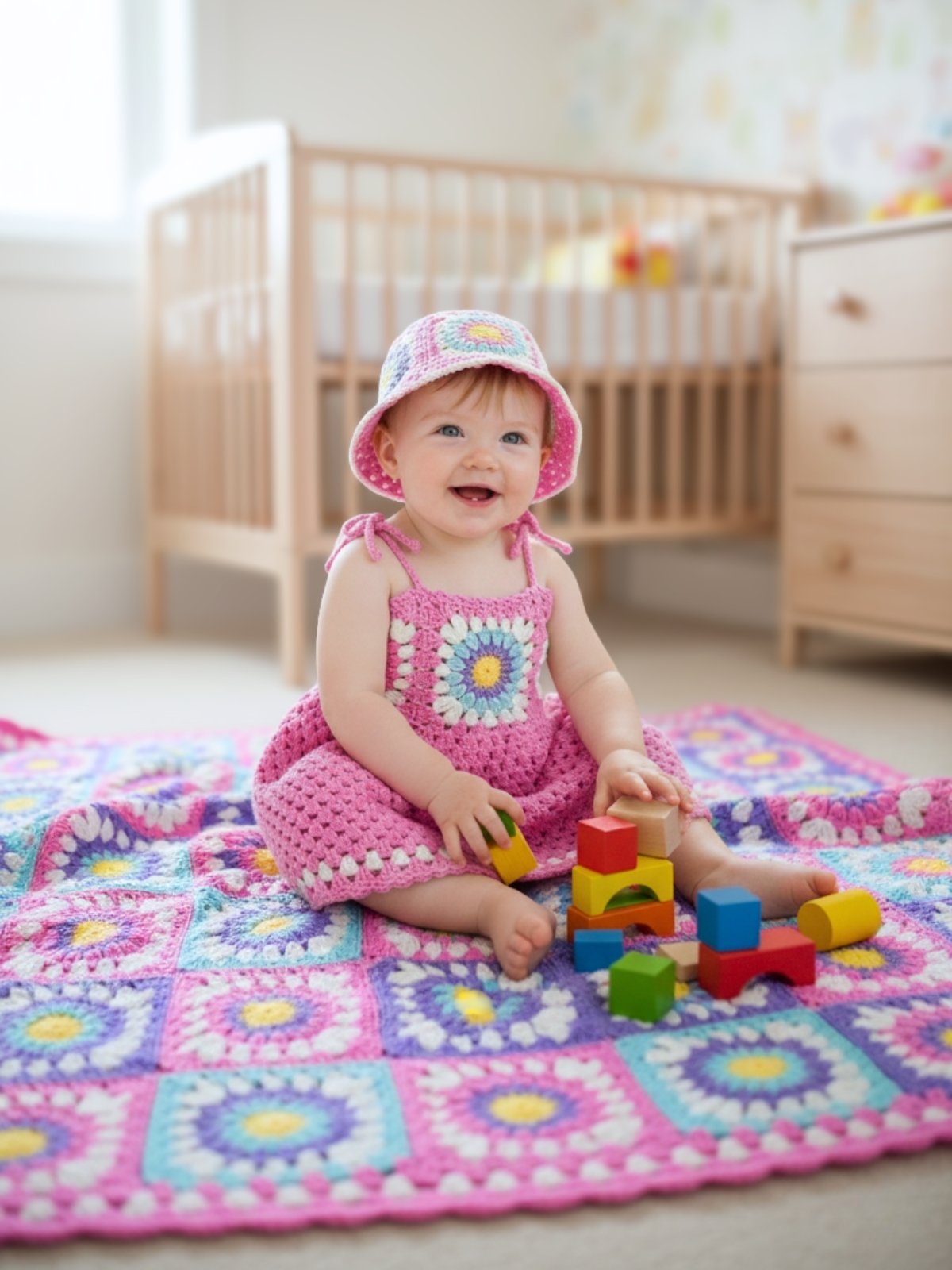 Radiant Rays Baby Blanket Crochet Pattern | Sunburst Granny Square Baby Blanket | Easy Crochet PDF Pattern | product image (3)