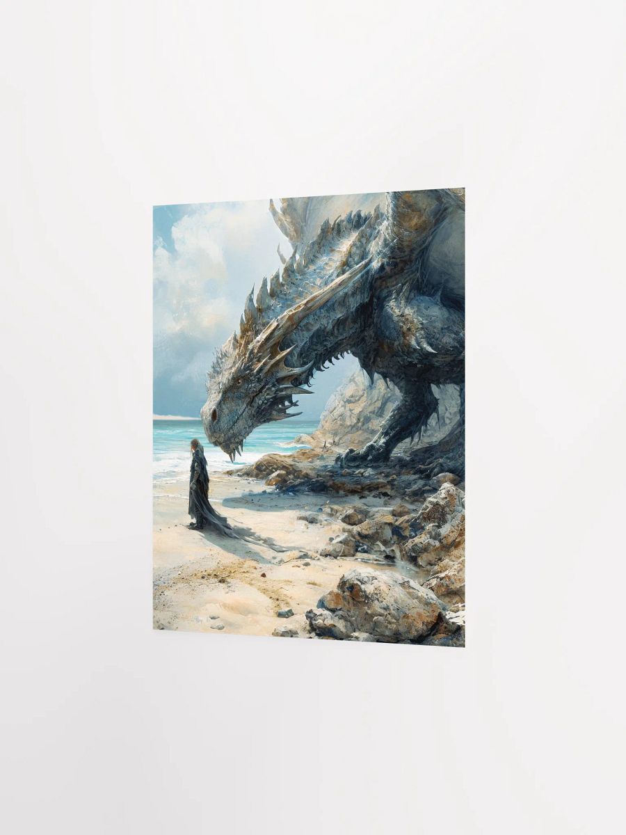 Knight with a giant dragon on a beach - Poster product image (11)