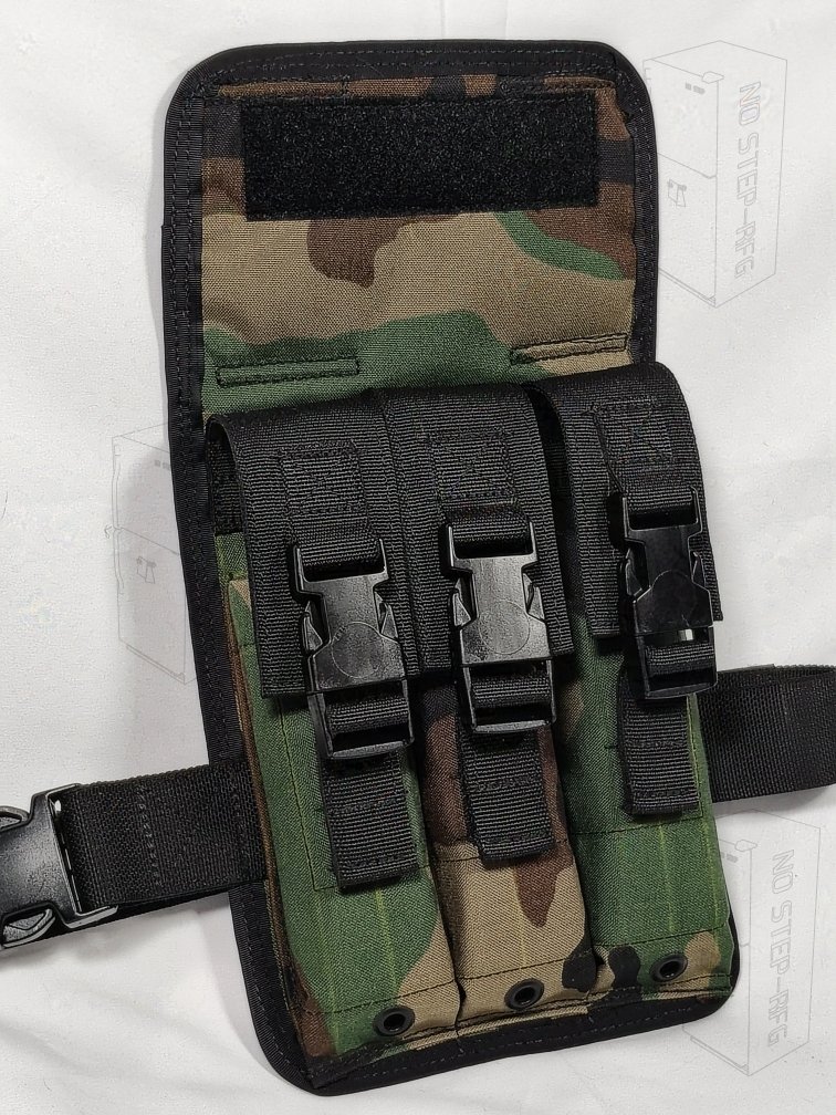 'Ready to ship' Drop leg triple MP5 Pouch, Woodland/black product image (1)