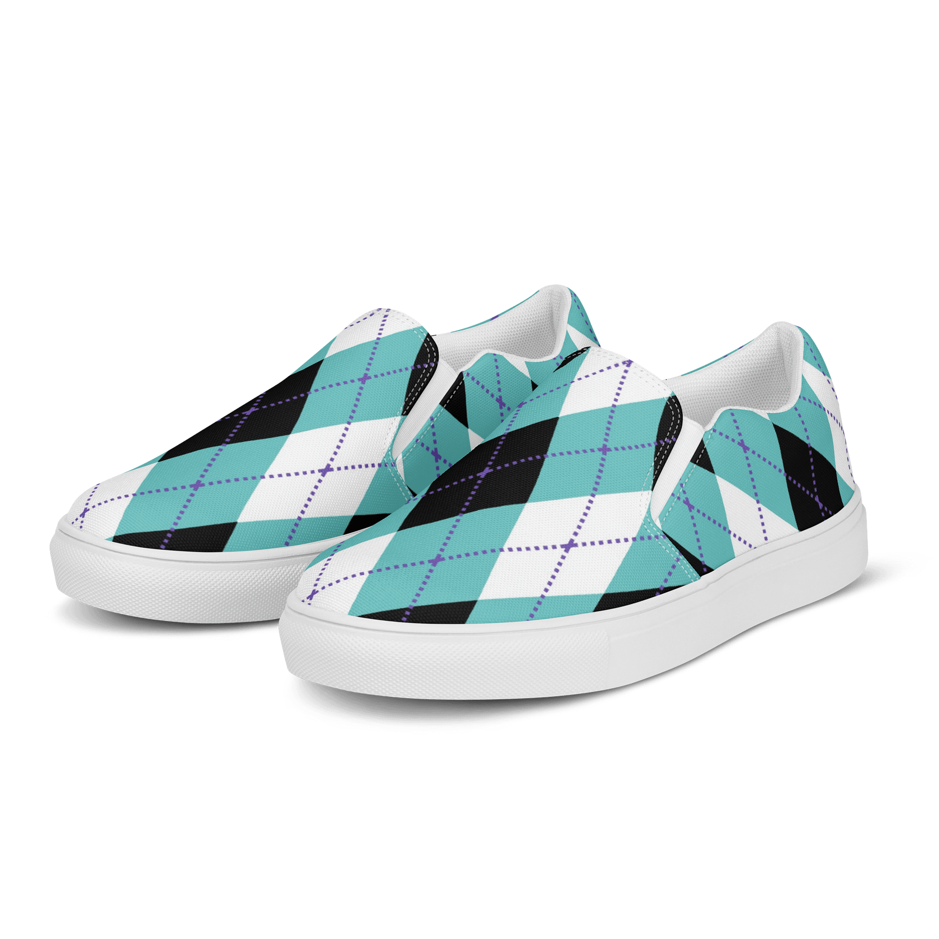 Teal Argyle Men's Slip-On Shoes product image (3)