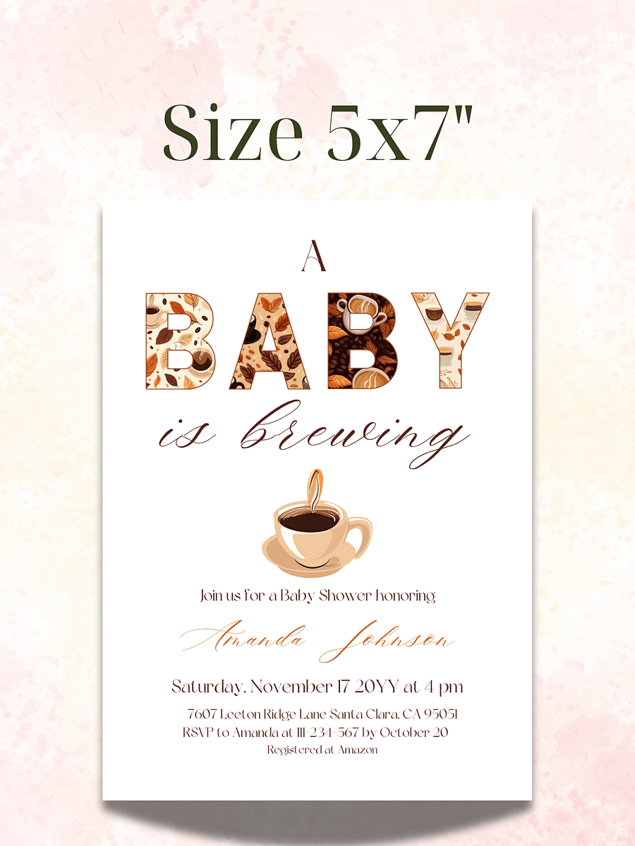 A Baby is Brewing Baby Shower Invite, Rustic Fall Baby Shower, Coffee Themed Brunch Invitation, Digital Download Editable Canva Template product image (4)