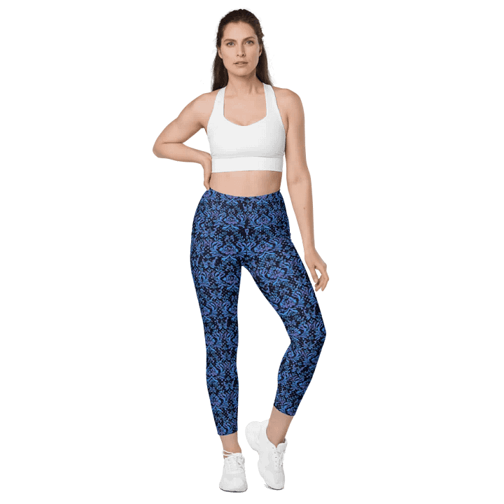 Navy All-Over Print Leggings with Pockets product image (2)