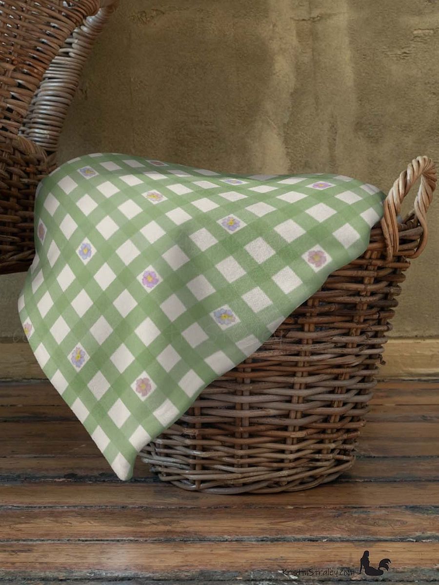 Flowers in Gingham Fleece Throw Blanket product image (7)