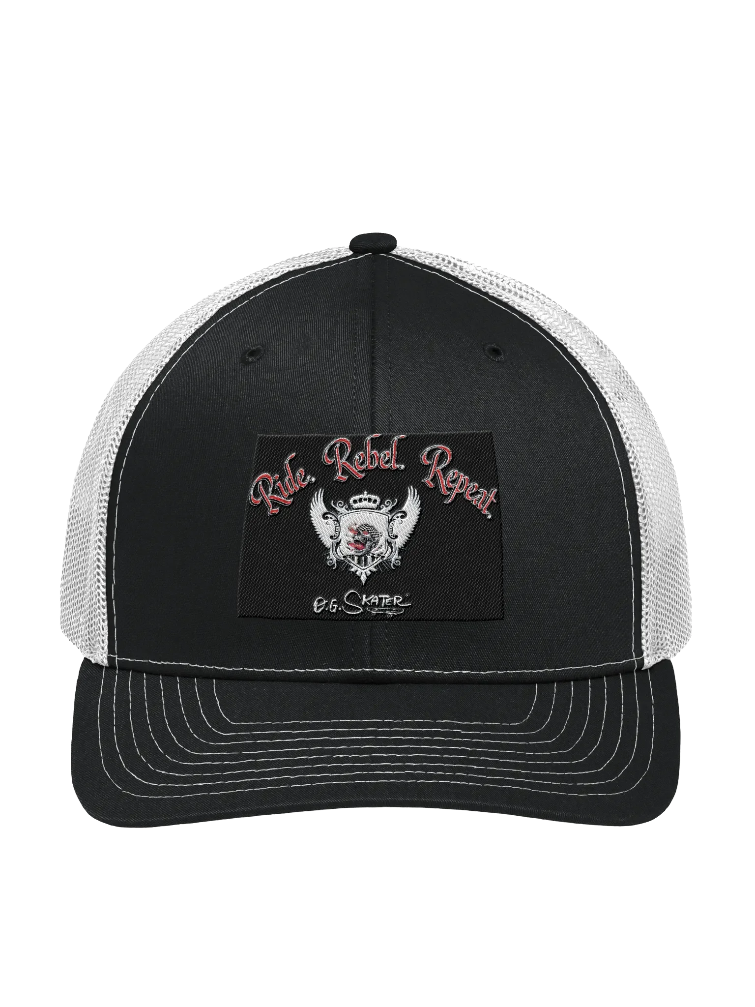 “Ride. Rebel. Repeat.” – Richardson Trucker Hat by O.G. Skater® product image (1)