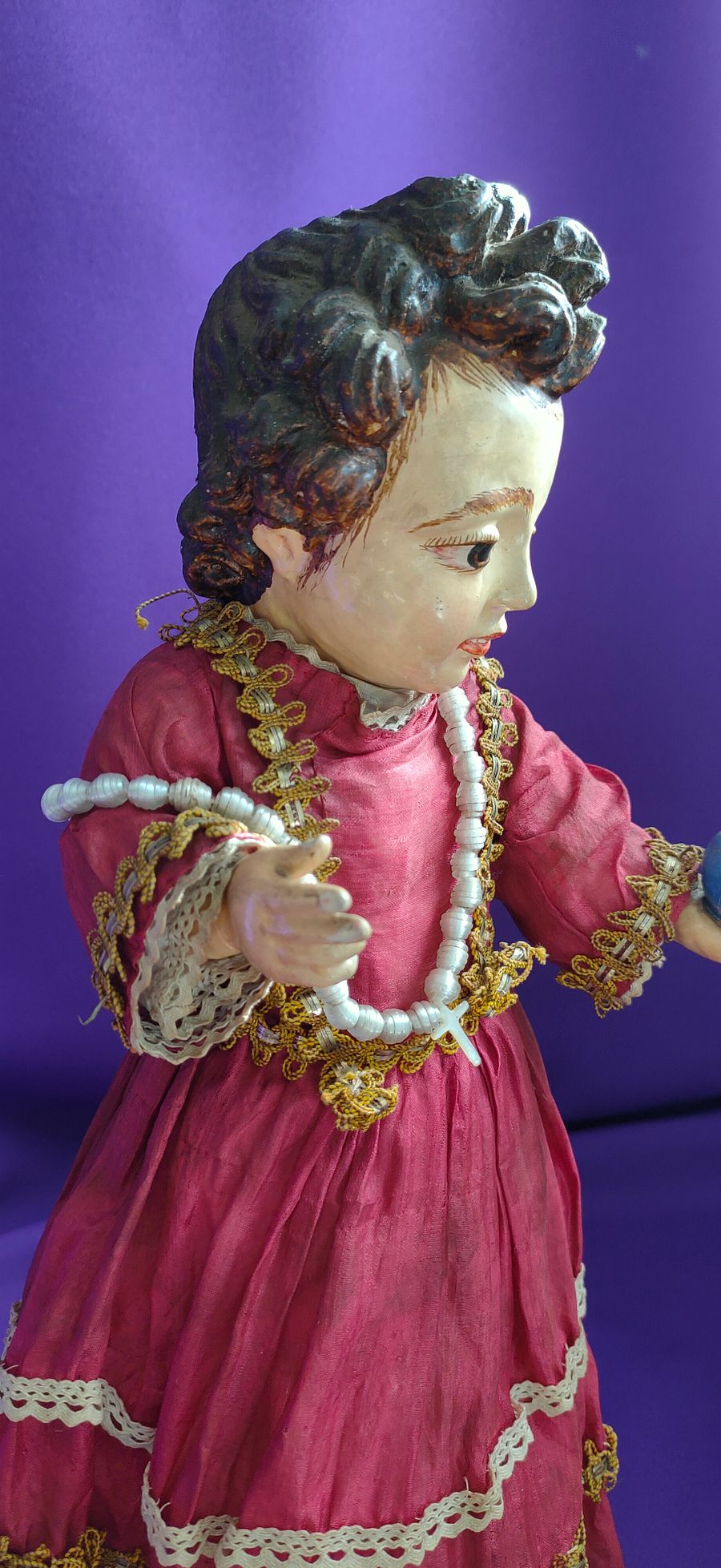 Relíquia Sagrada, Raro Menino Jesus de Praga, obra-prima da arte sacra, século XVIII, peça religiosa, luxo product image (7)