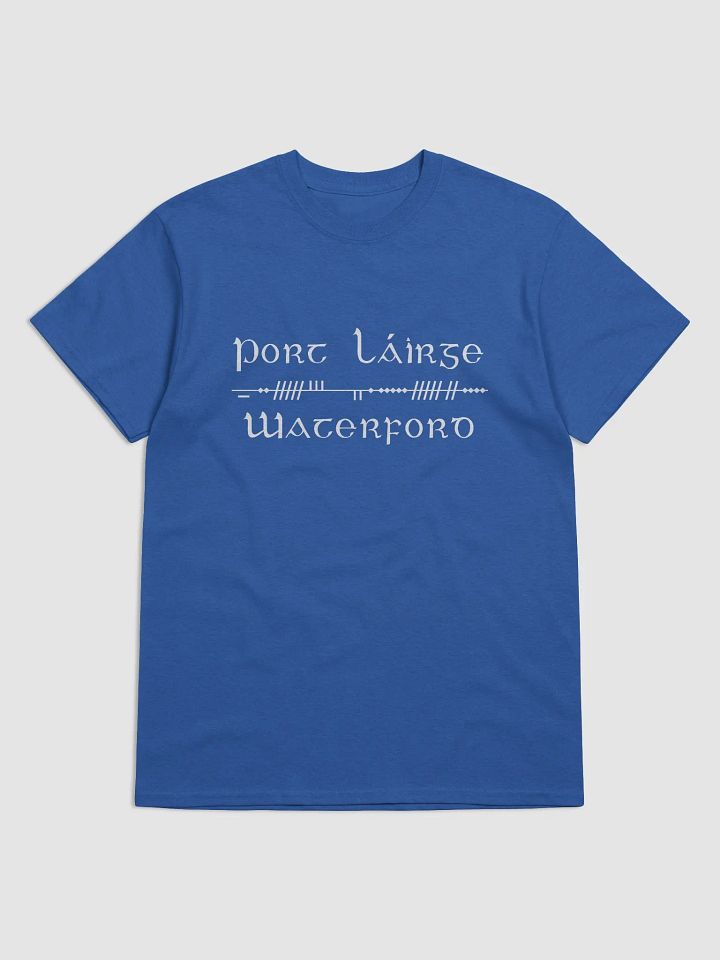 Waterford/Port Láirge Scholastic style Ogham, Blue Printed T-shirt product image (1)