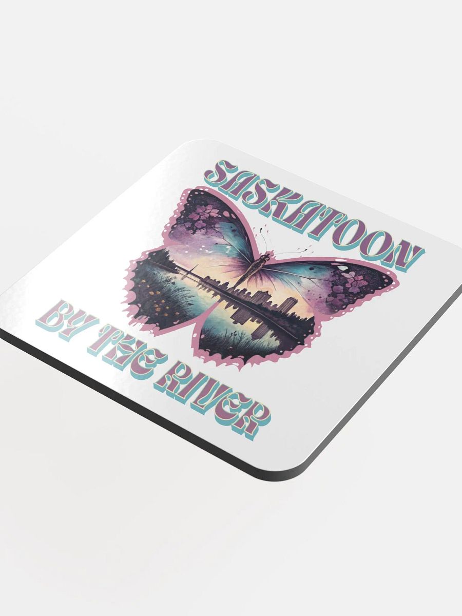 Saskatoon By The River Butterfly Glossed Coaster product image (1)