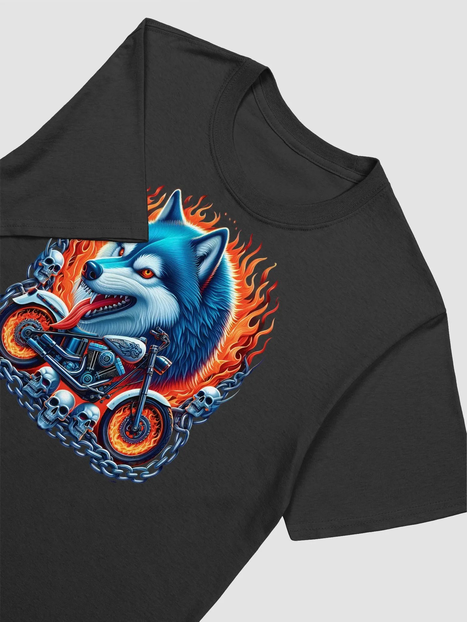 Flaming Wolf Motorcycle Unisex T-Shirt #13 product image (3)