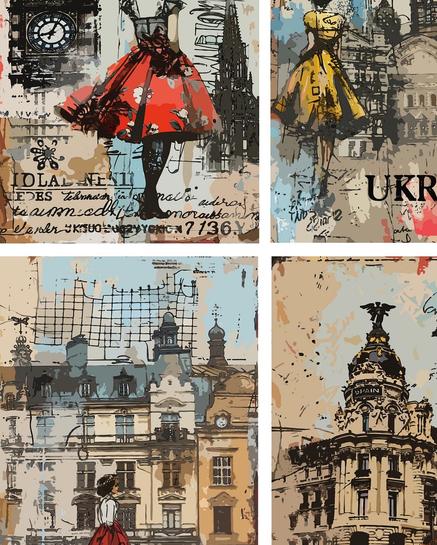 Vintage Style Junk Journal Travel Poster Cards Set - Artistic Illustrations of Global Destinations Scrapbook Decoupage product image (5)