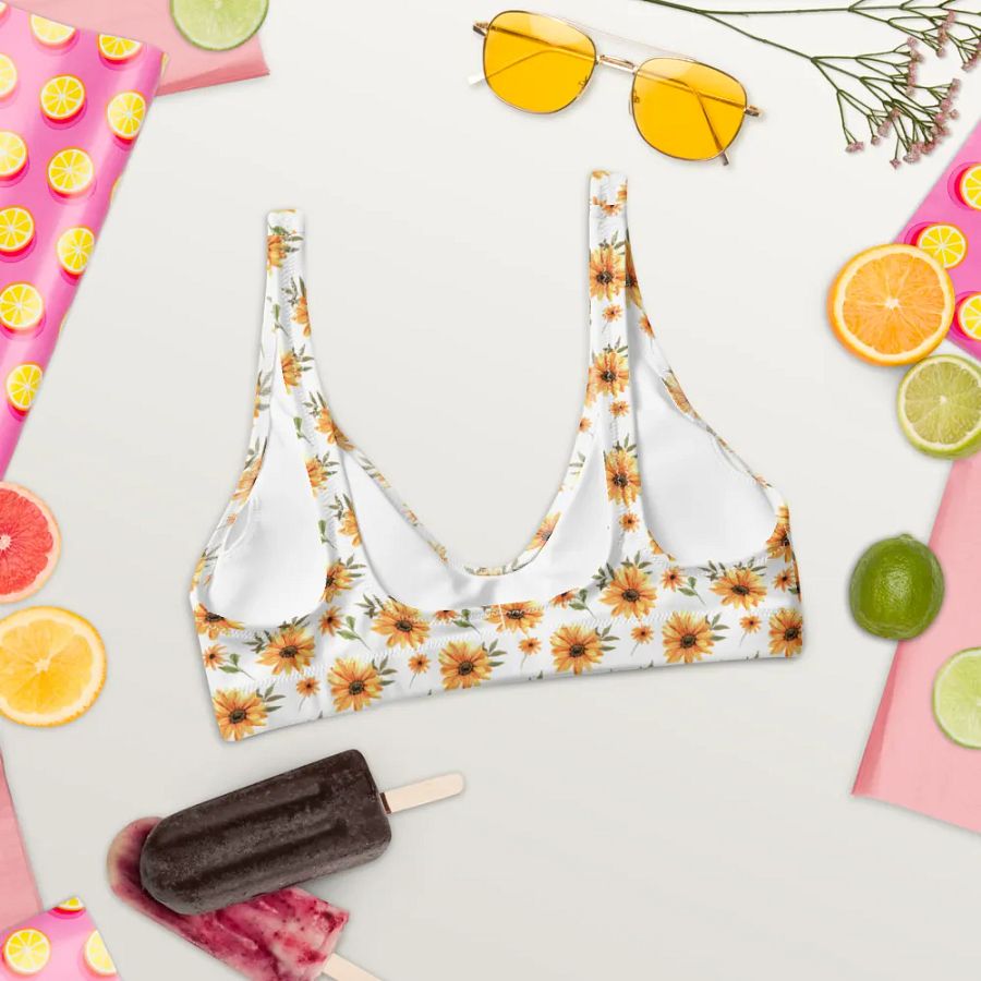 Watercolour Floral Pattern Padded Bikini Top - V3 product image (3)