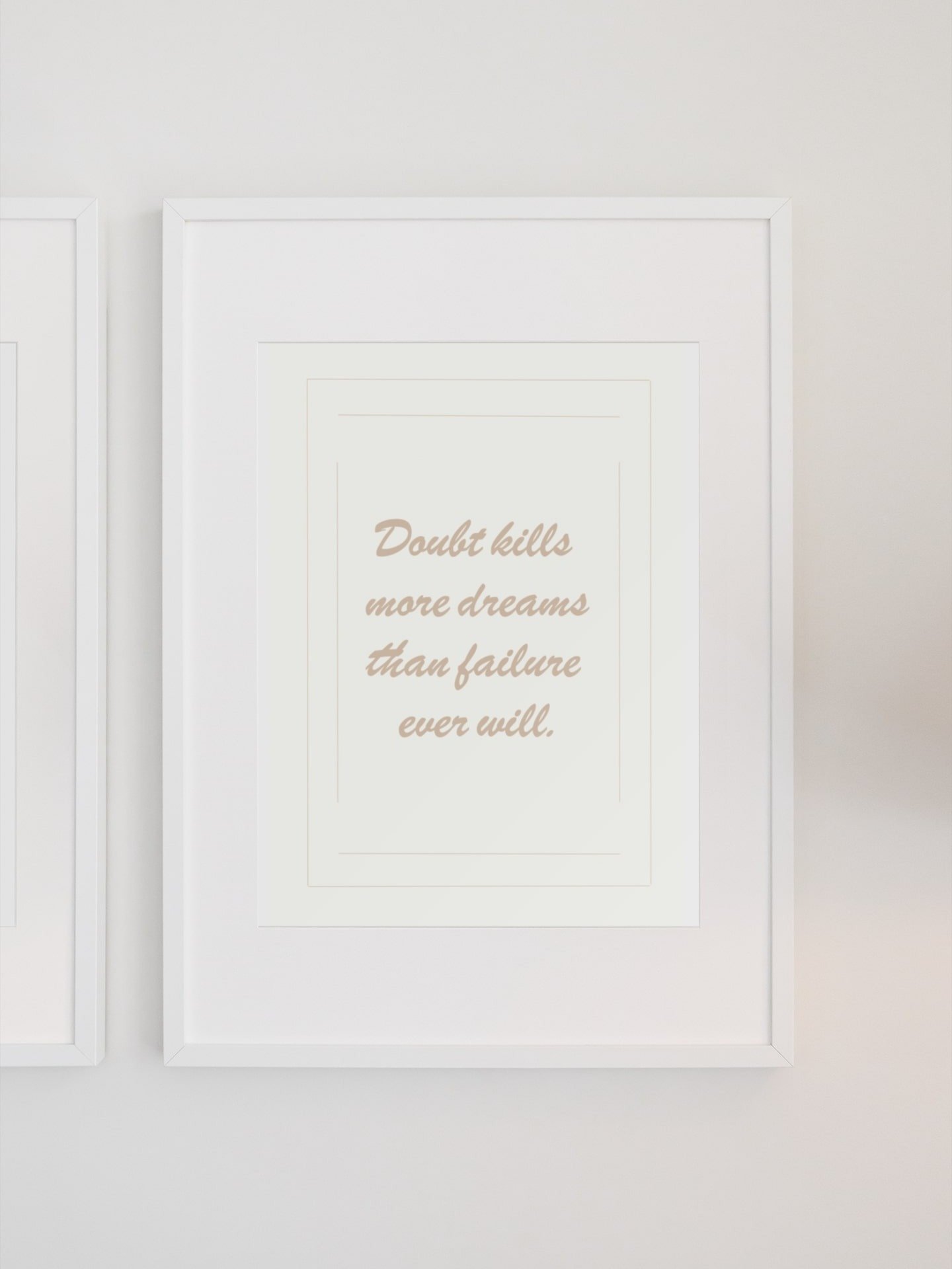Doubt Kills More Dreams Than Failure Ever Will Quote Poster, Beige Wall Art, Inspirational Home Decor, Motivational Office Artwork Print product image (1)