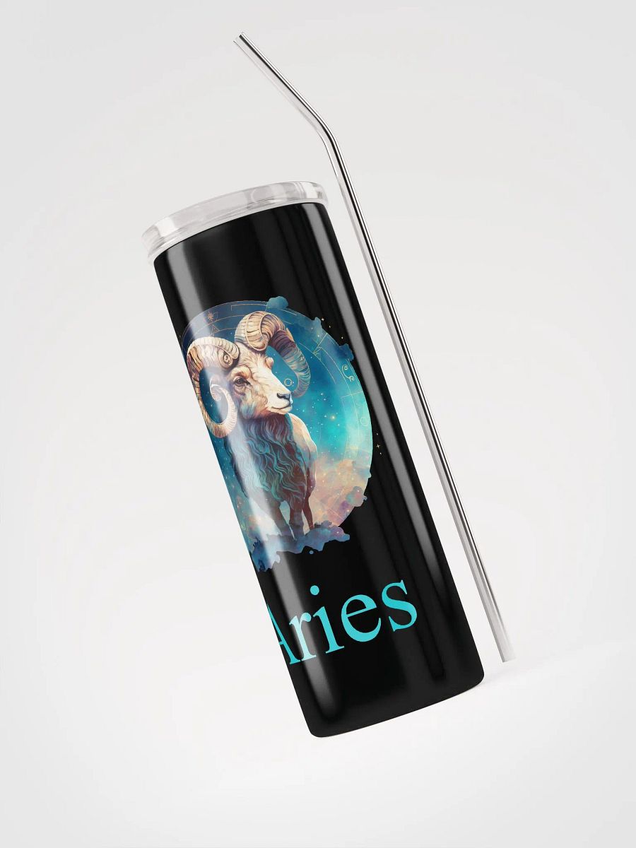 Vibrant Blue Aries Zodiac Stainless Steel Tumbler - Celestial Elegance! ♈ product image (3)