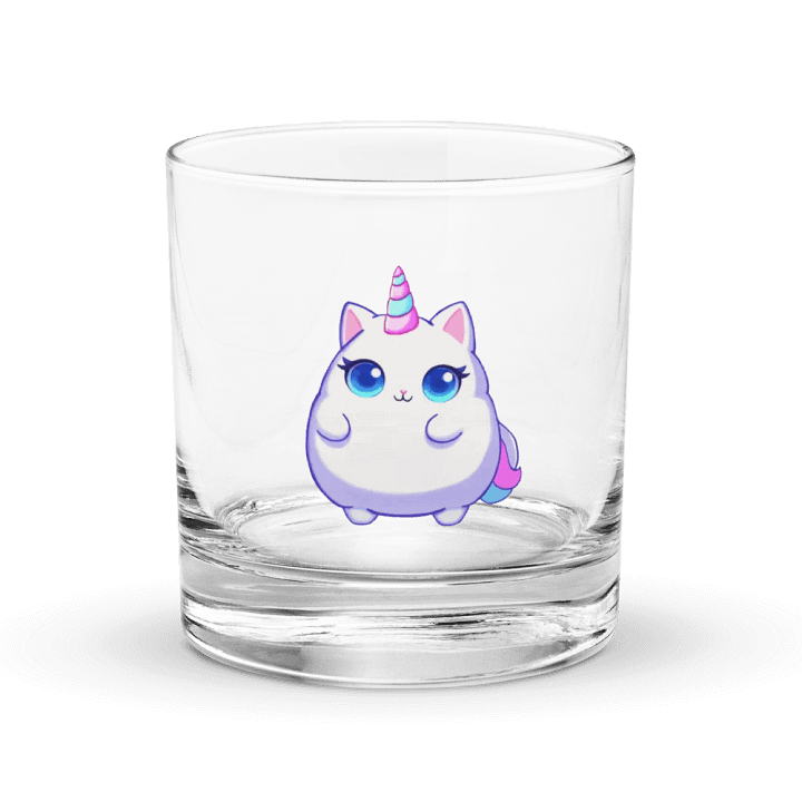 Whimsical Cat Unicorn Rocks Glass product image (1)