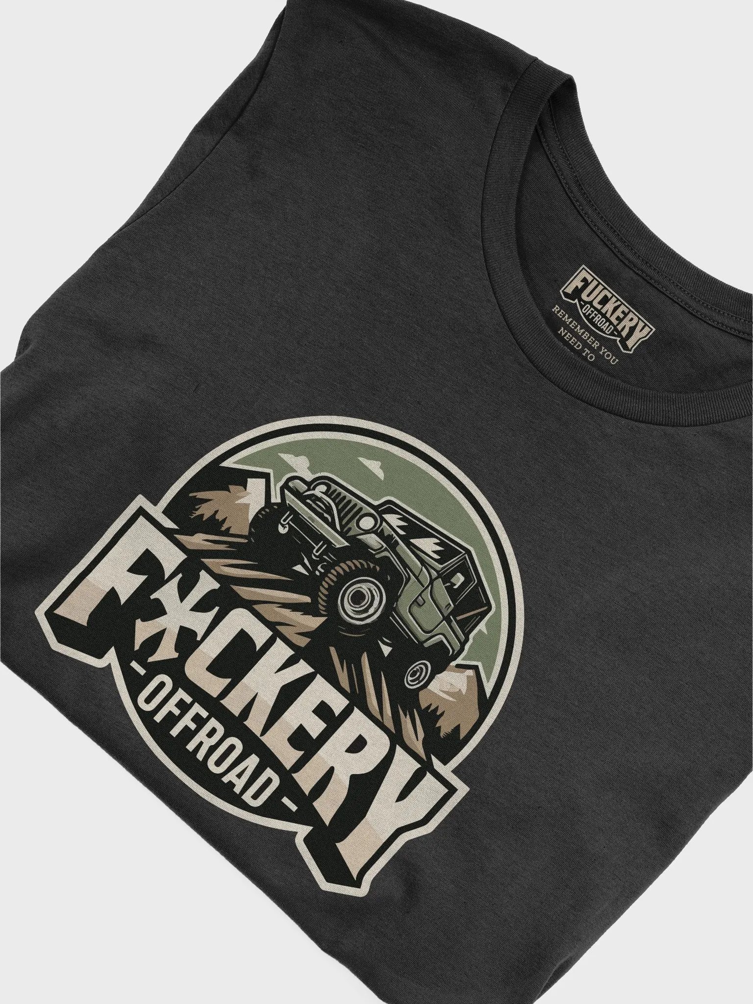 Unisex t-shirt with Fuckery Jeep Logo and Finesse Slogan (Dark colours) - Clean product image (45)