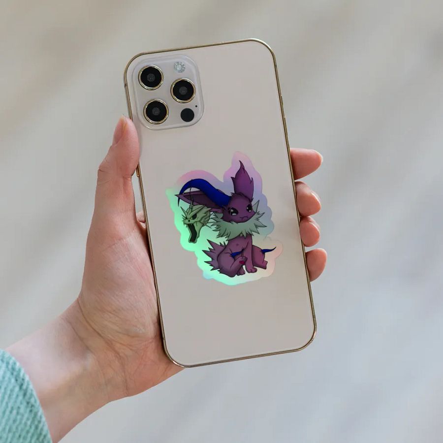 Enchanting Shy Purple Creature Holographic Sticker product image (6)