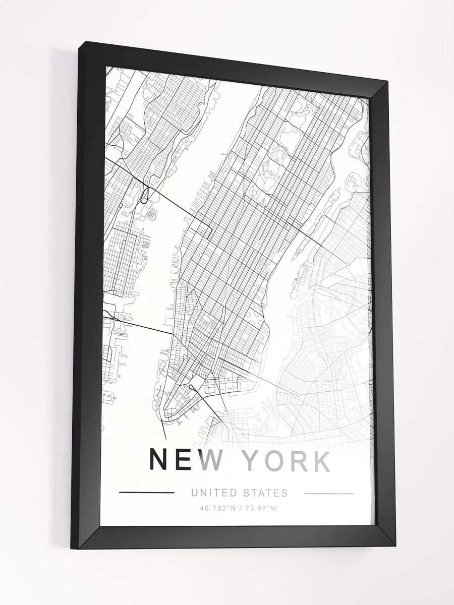 Manhattan Monochrome City Map Poster – Framed Urban Wall Art | Modern Minimalist Design | Black & White Aesthetic Décor product image (4)