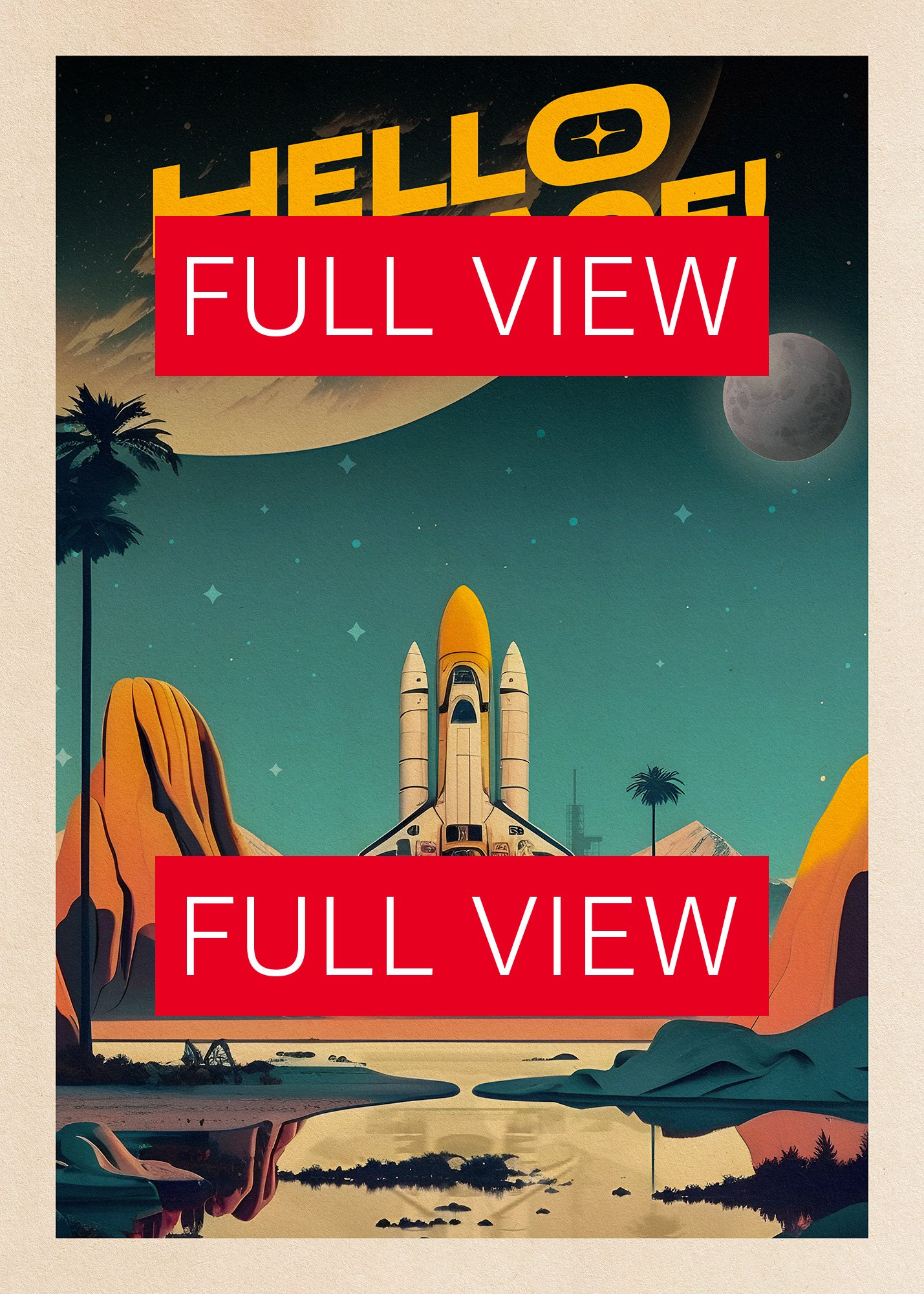 Hello Space! — Vintage space poster, retro space art, propaganda poster, retrofuturism art, retro sci-fi print product image (3)