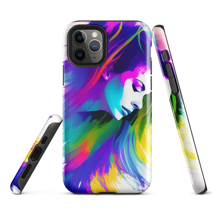 Tough Phone Case for iPhone® - Tempera Painted Face with Colorful Hair product image (1)