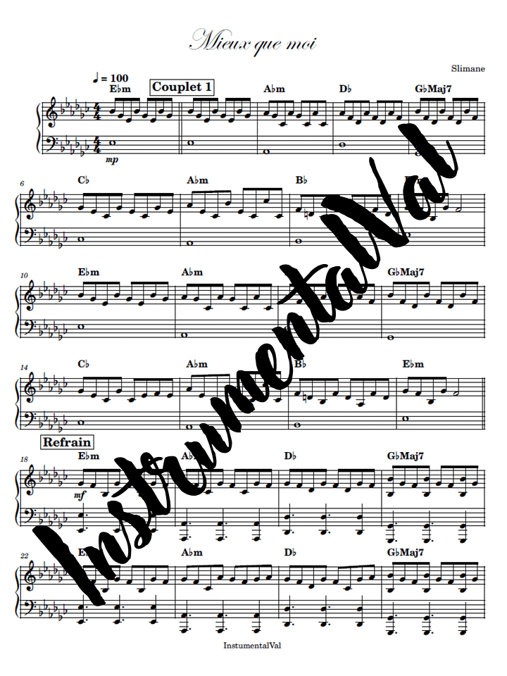 Mieux que moi - Slimane piano accompagnement product image (1)