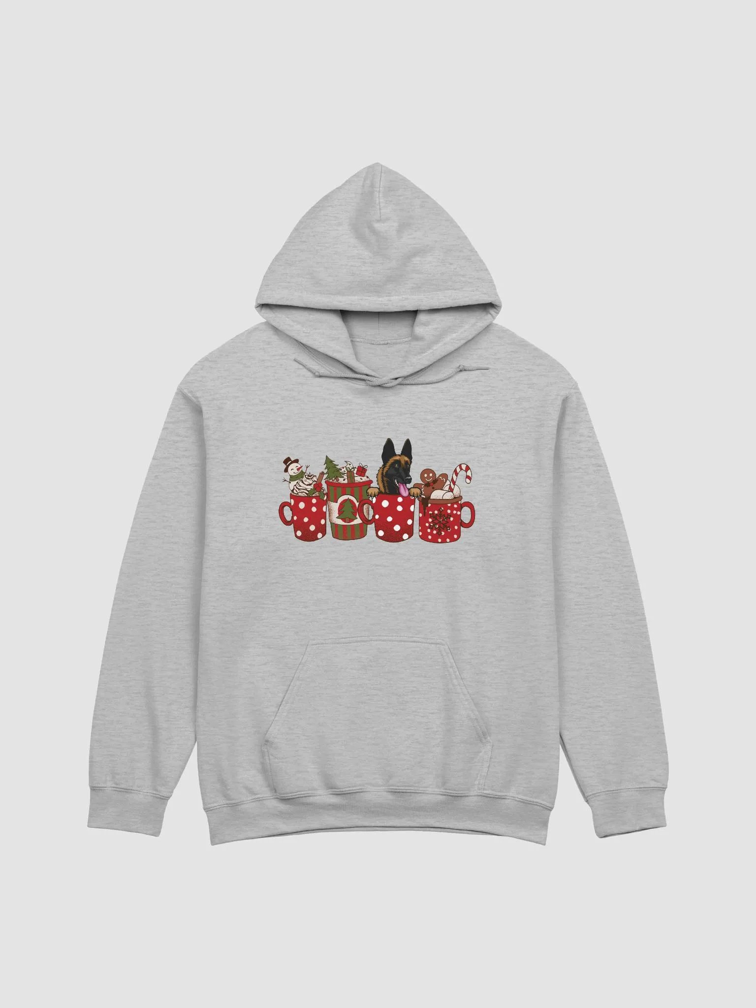 Cute Belgian Malinois in a Christmas Cup Hooded Sweatshirt | Funny Christmas Pup in a Cup product image (24)