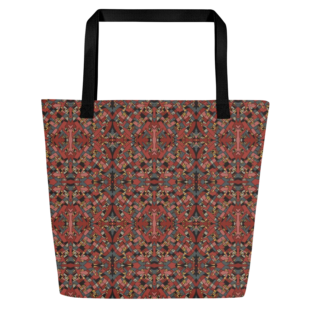 Festive Kaleidoscope Holiday Pattern – All-Over Print Large Tote Bag with Pocket product image (1)