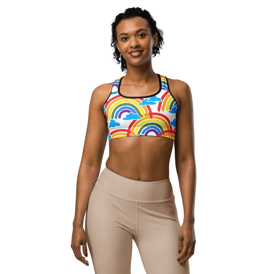 Whimsical Rainbow Clouds Sports Bra product image (1)