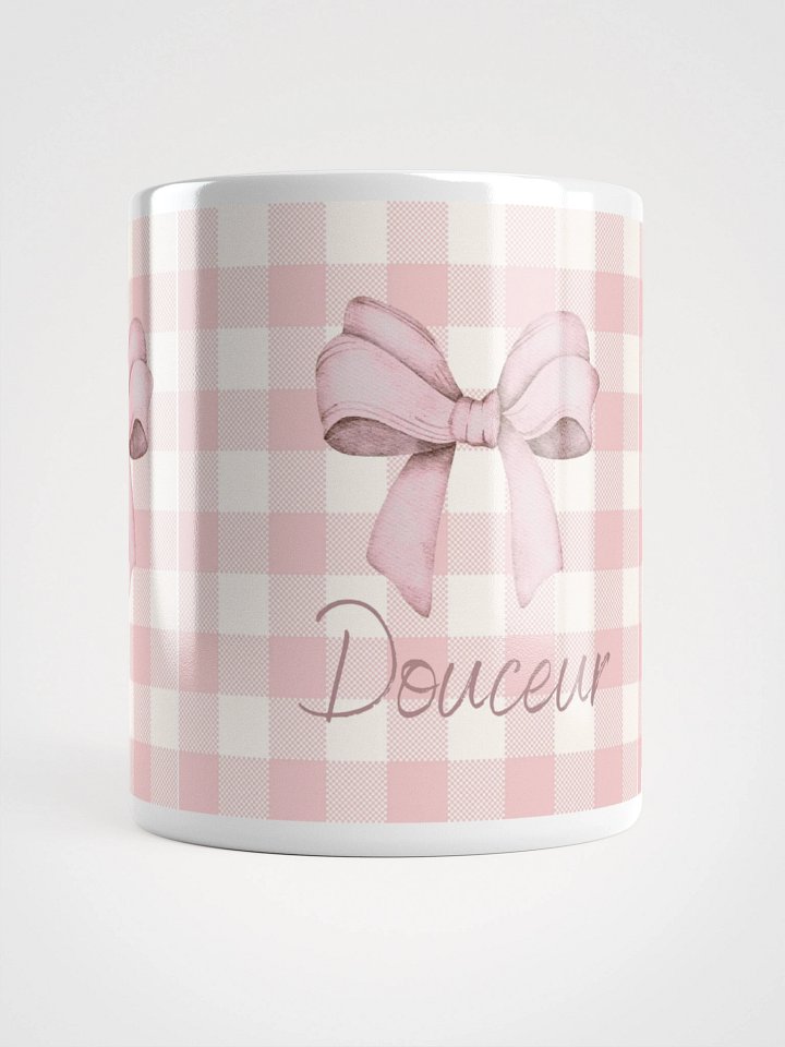 Mug Blanc Vichy Rose Revisité à Message - Douceur - Cadeau Poétique product image (1)