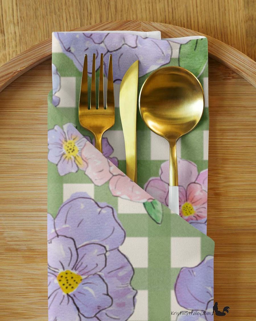 Gingham Blossoms Cloth Napkins Set of 4 product image (6)