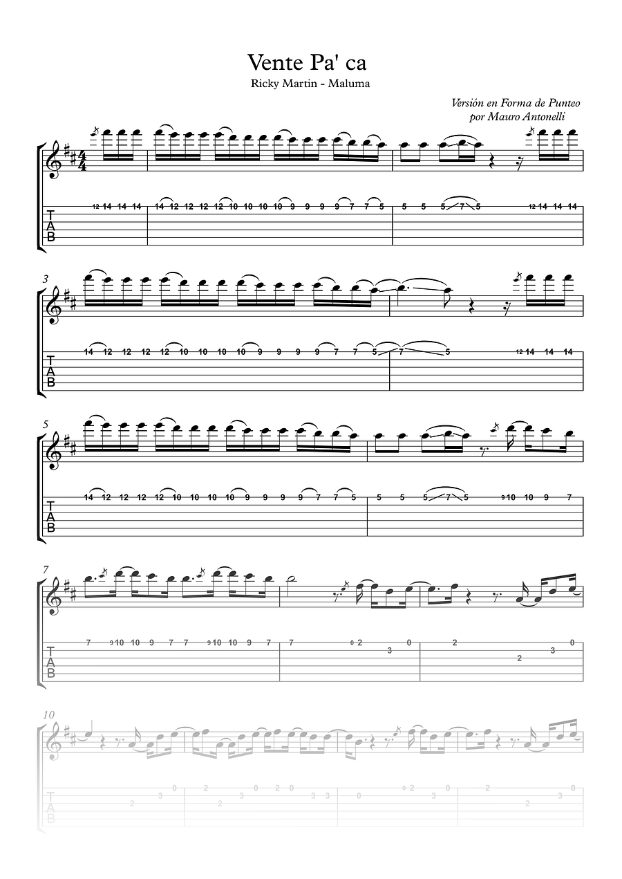Vente pa' ca - Partitura + Tab + Pista product image (1)