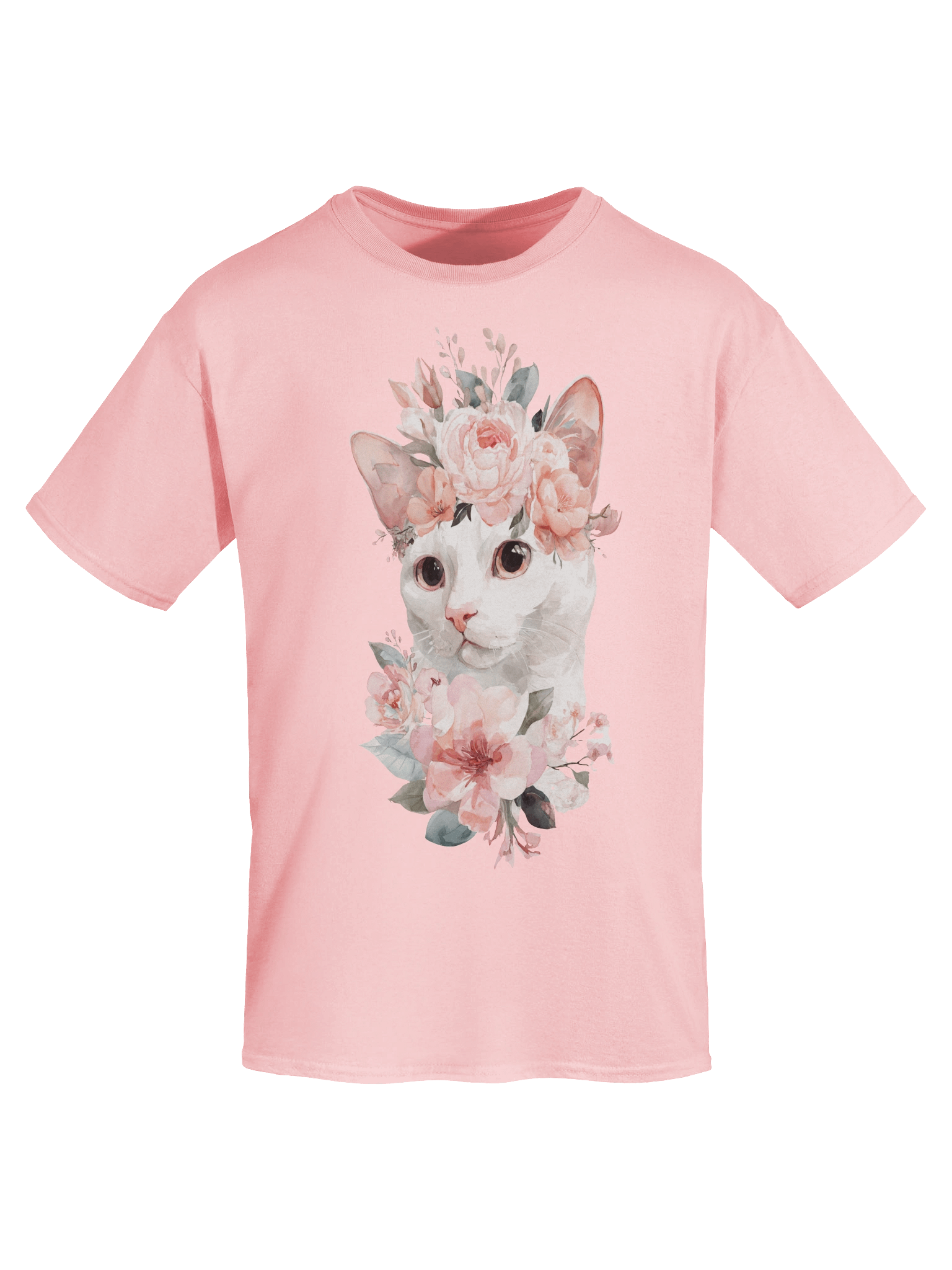 "Blossom Feline" T-Shirt: Watercolor Cat with Floral Crown Tee product image (7)