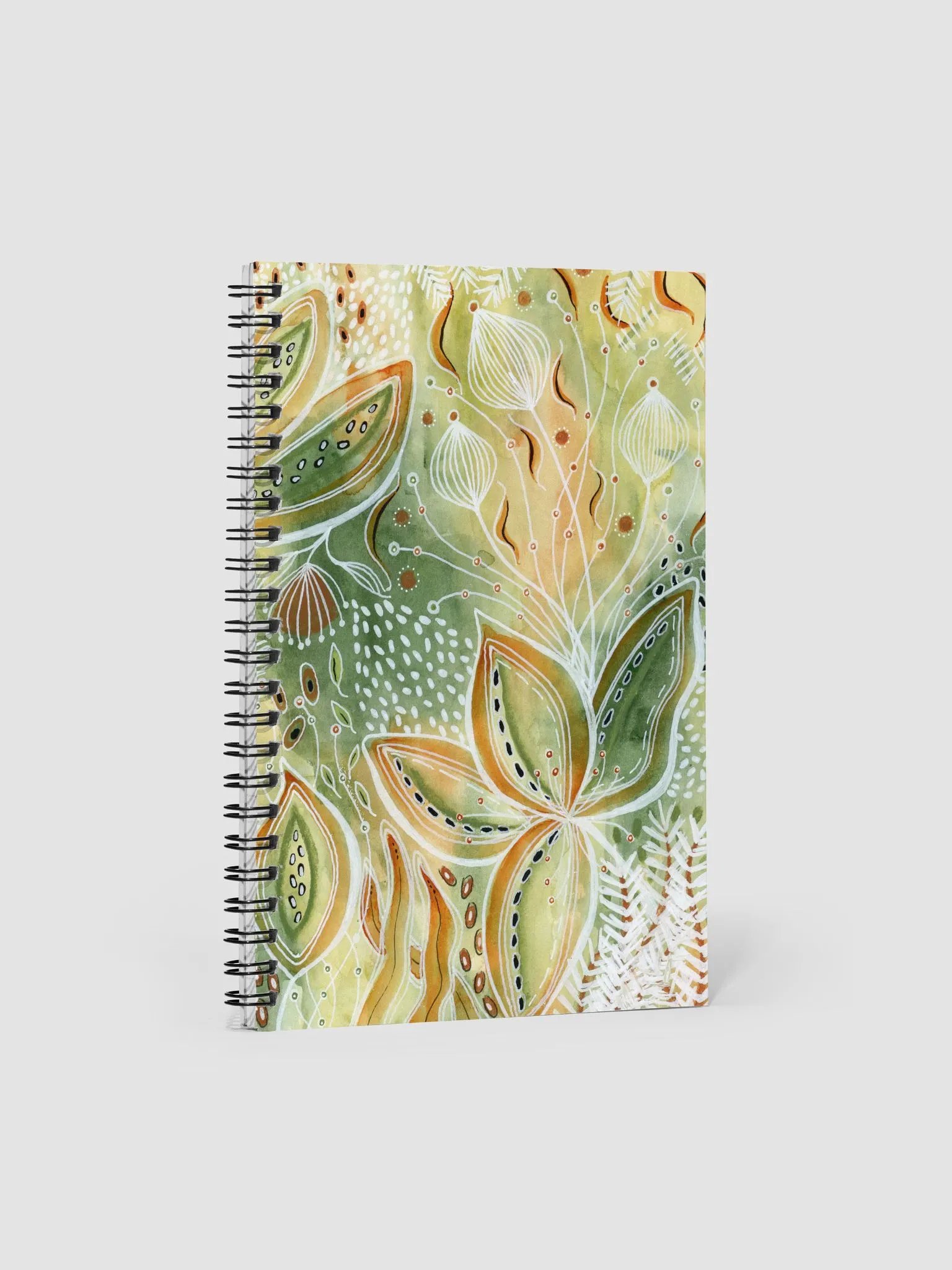 Watercolor & Ink Notebook in Soft Greens and Burnt Sienna product image (1)