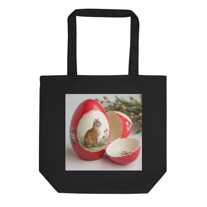 Whimsical Cat and Floral Egg Tote Bag product image (1)